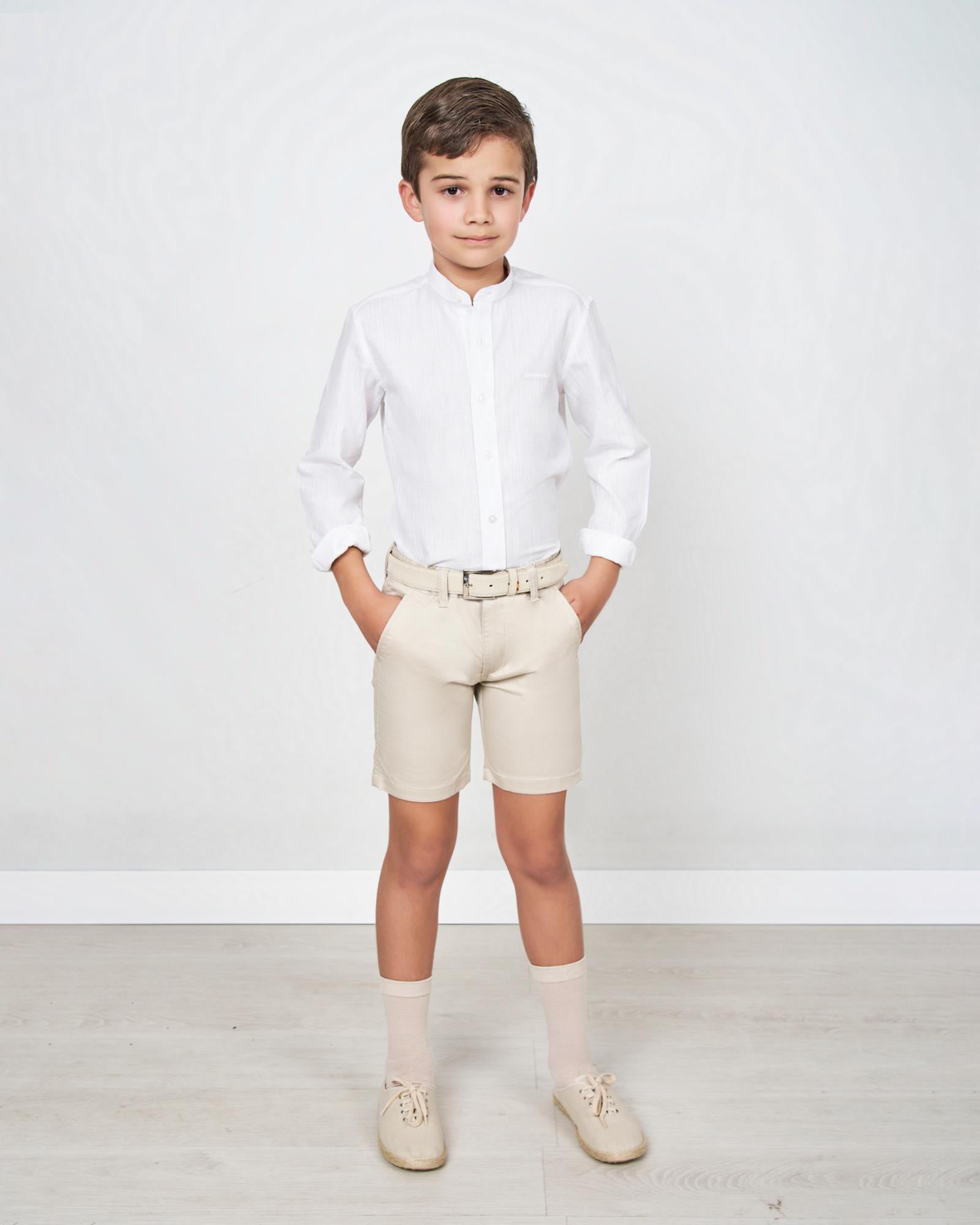 BERMUDA DE NIÑO ELEGANCE TEJIDO ESTAMPADO BEIGE