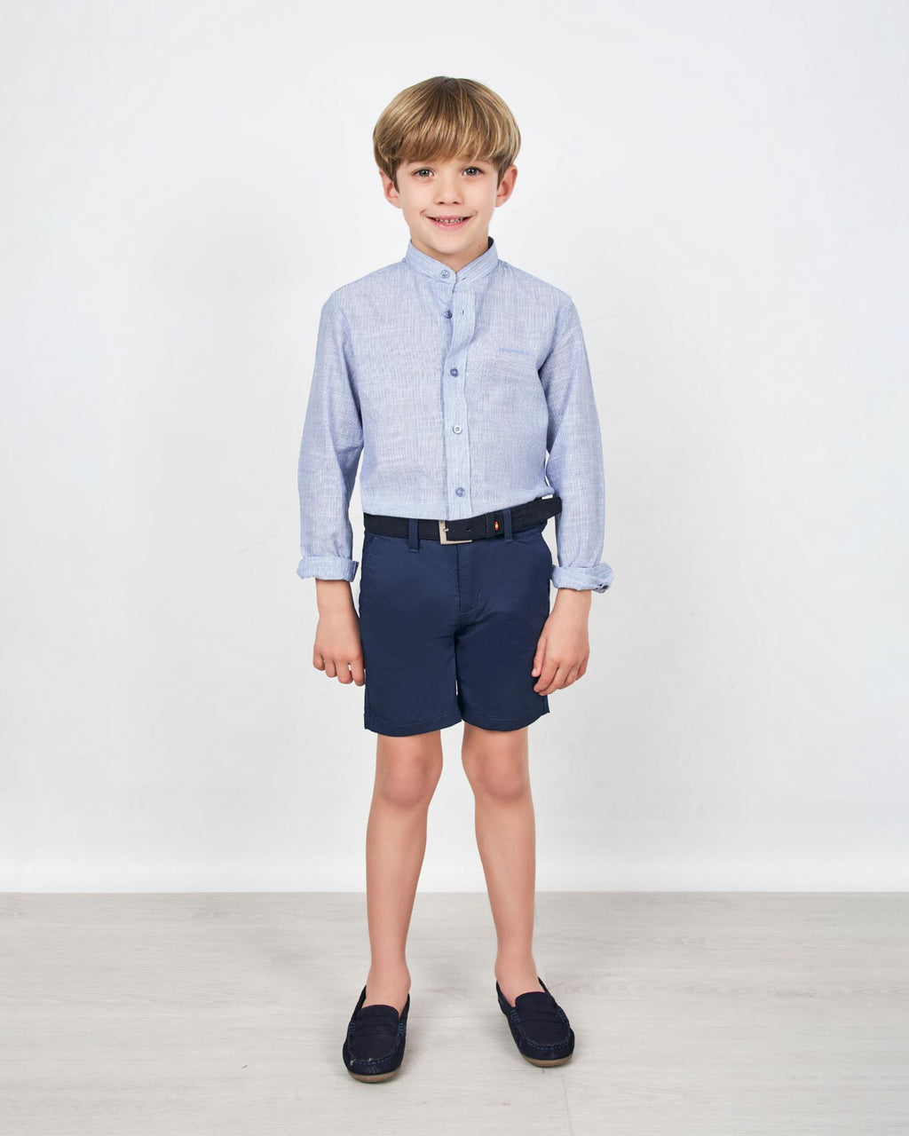 BERMUDA DE NIÑO ELEGANCE TEJIDO ESTAMPADO MARINO