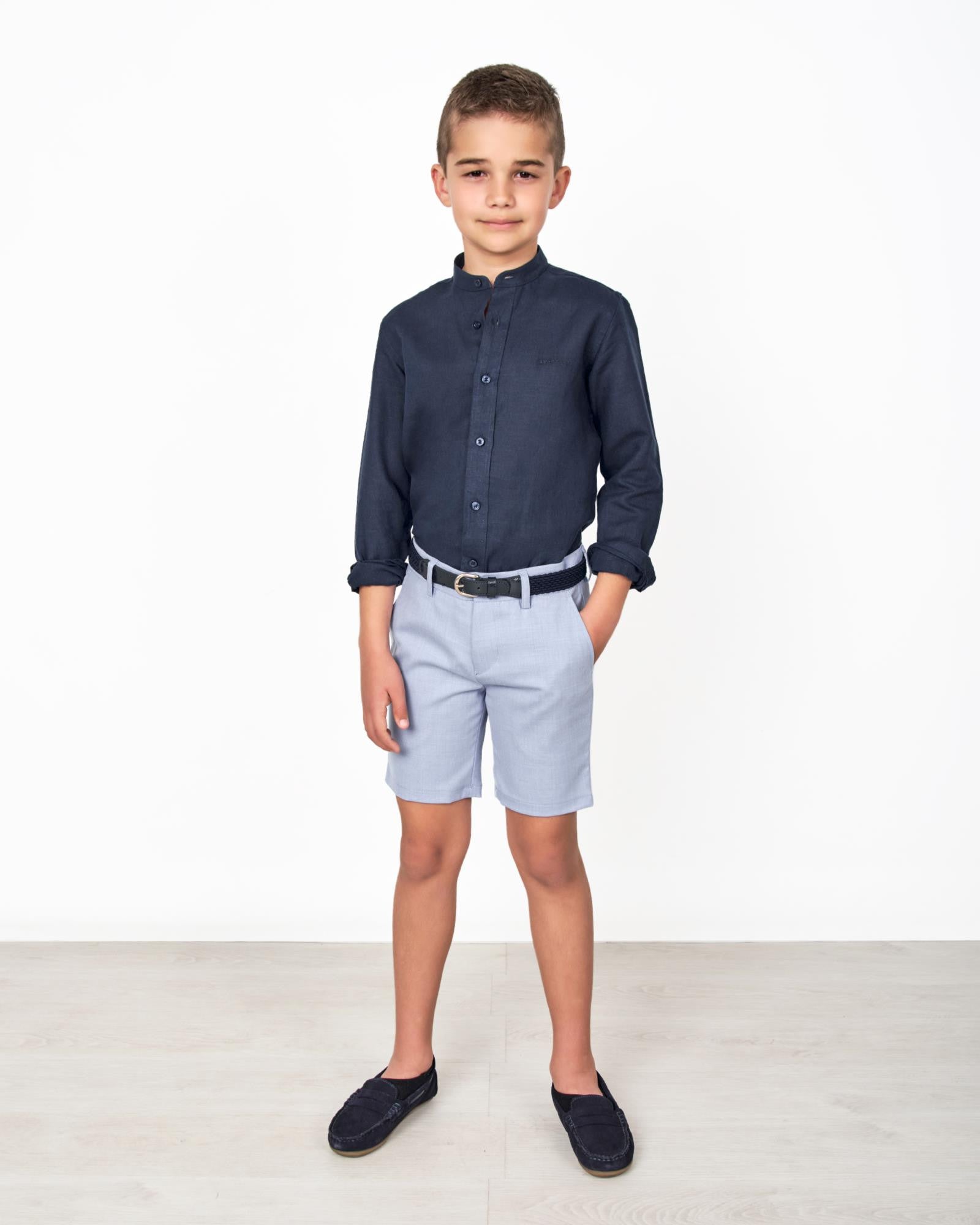 BERMUDA DE NIÑO ELEGANCE MICRO OXFORD CELESTE