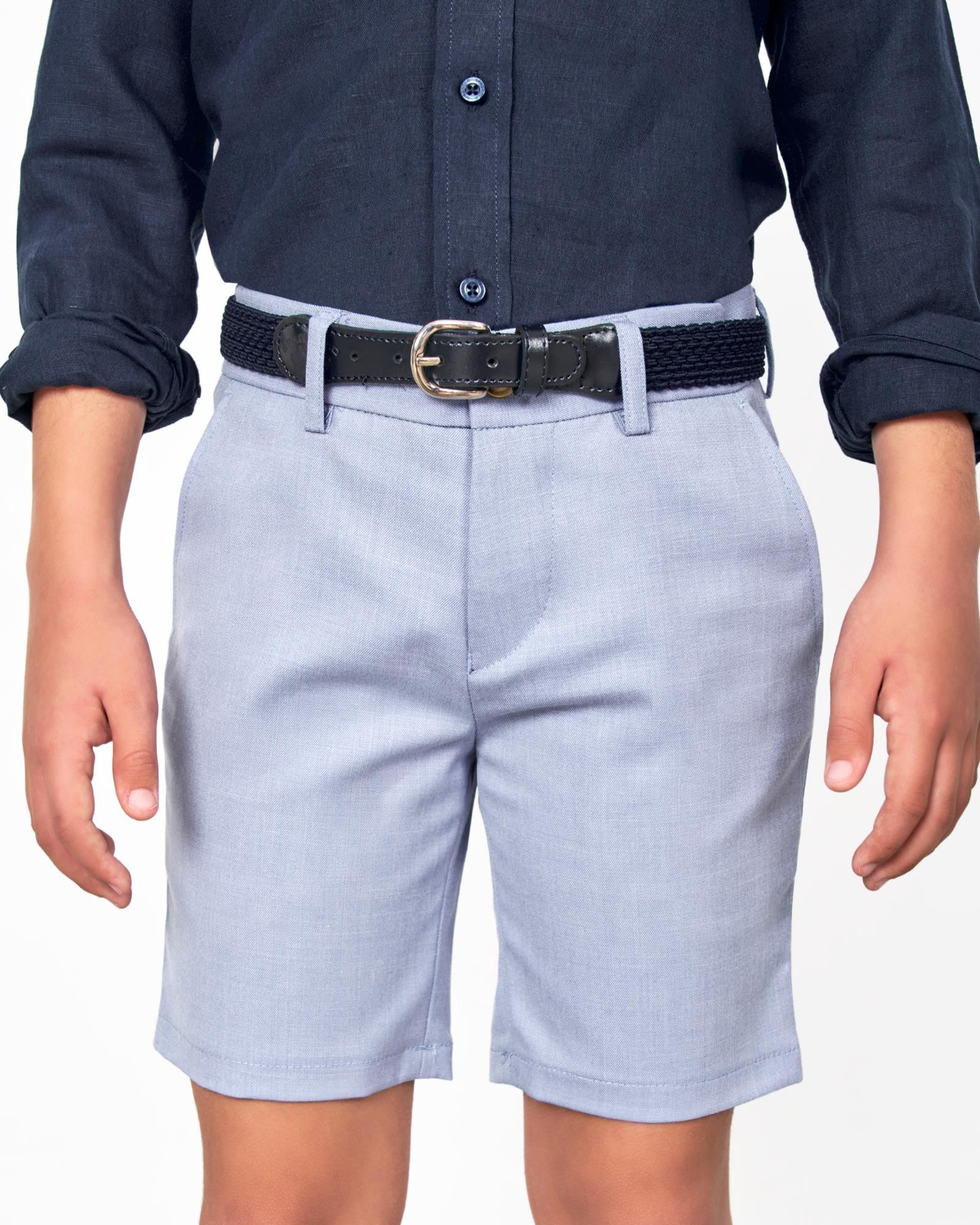 BERMUDA DE NIÑO ELEGANCE MICRO OXFORD CELESTE