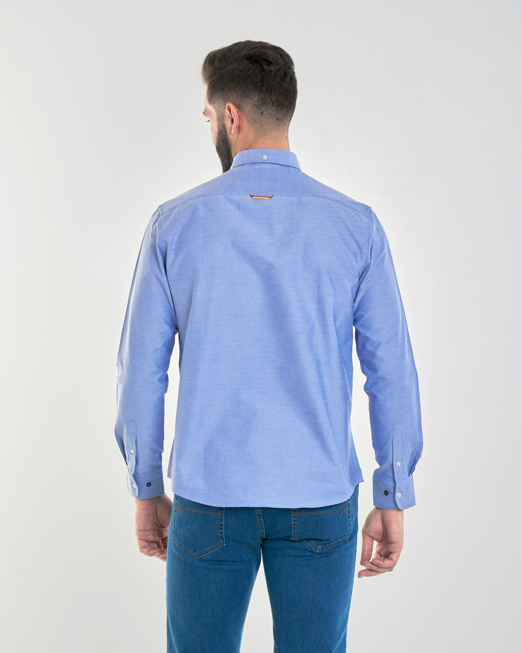 CAMISA 8068 C/BOTON BANDERA OXF.LISO AZUL CLARO