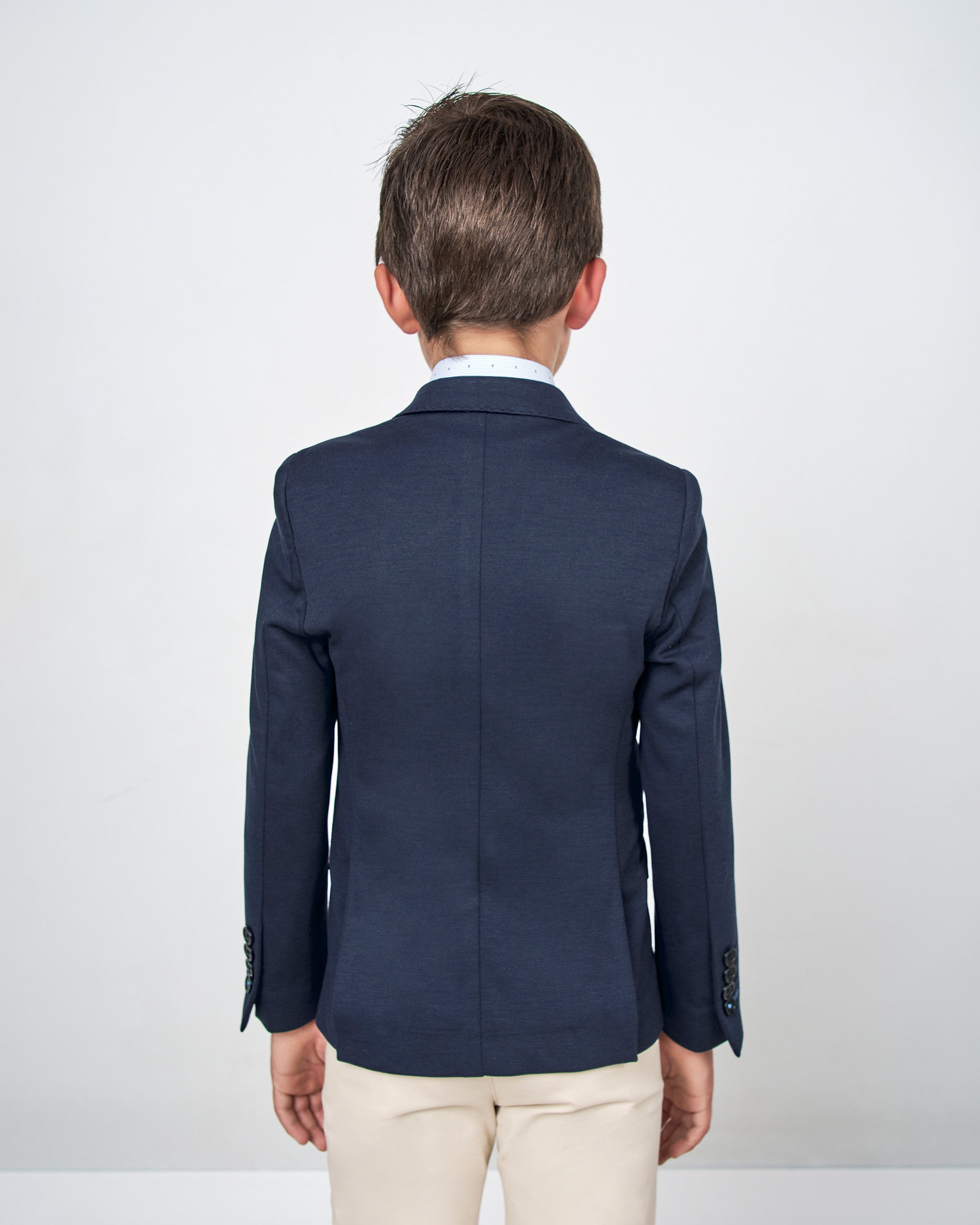 AMERICANA DE NIÑO PUNTO LISO AZUL MARINO