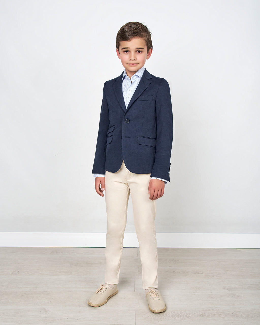 AMERICANA DE NIÑO PUNTO LISO AZUL MARINO