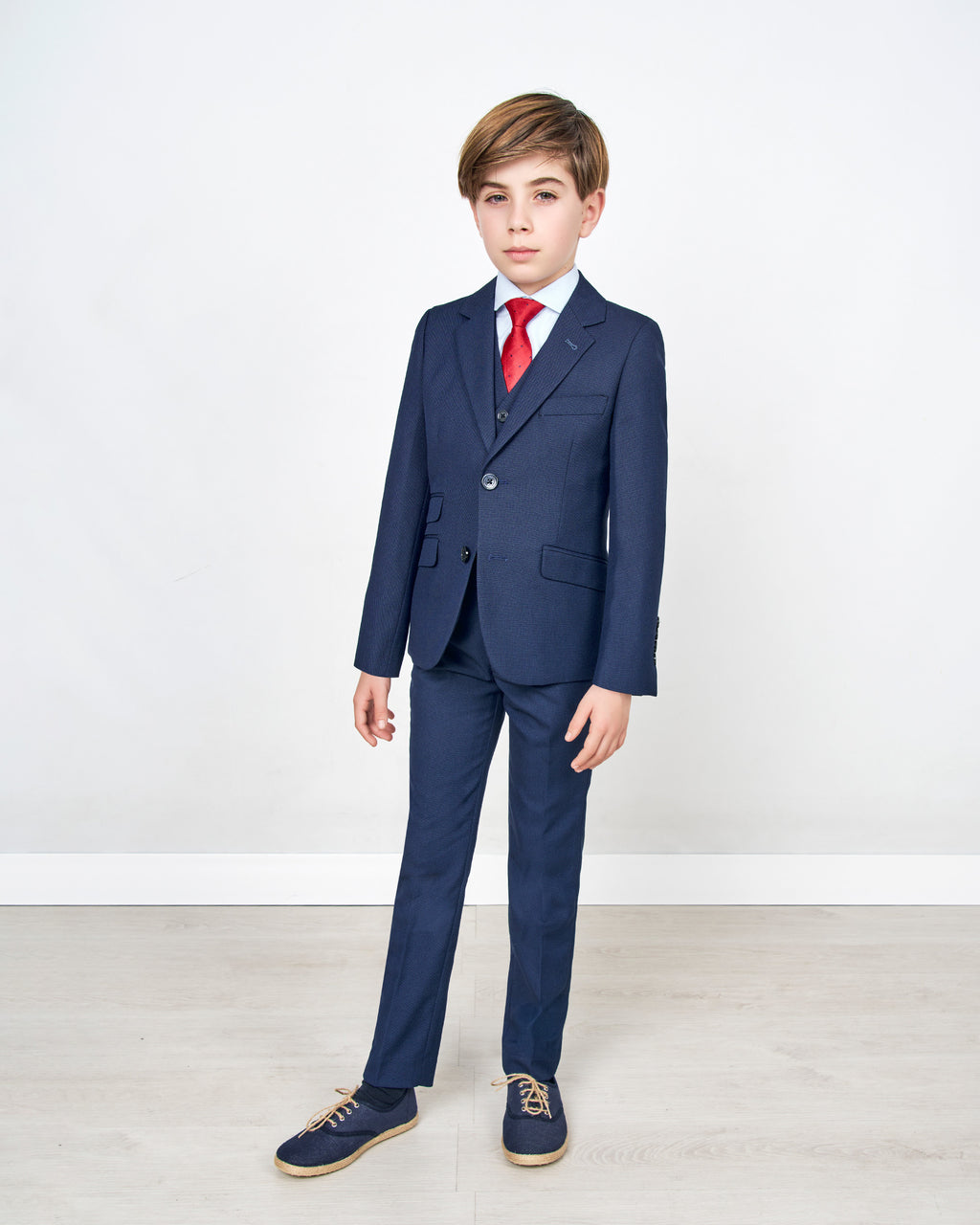 AMERICANA TRAJE DE NIÑO NIDO DE ABEJA AZUL