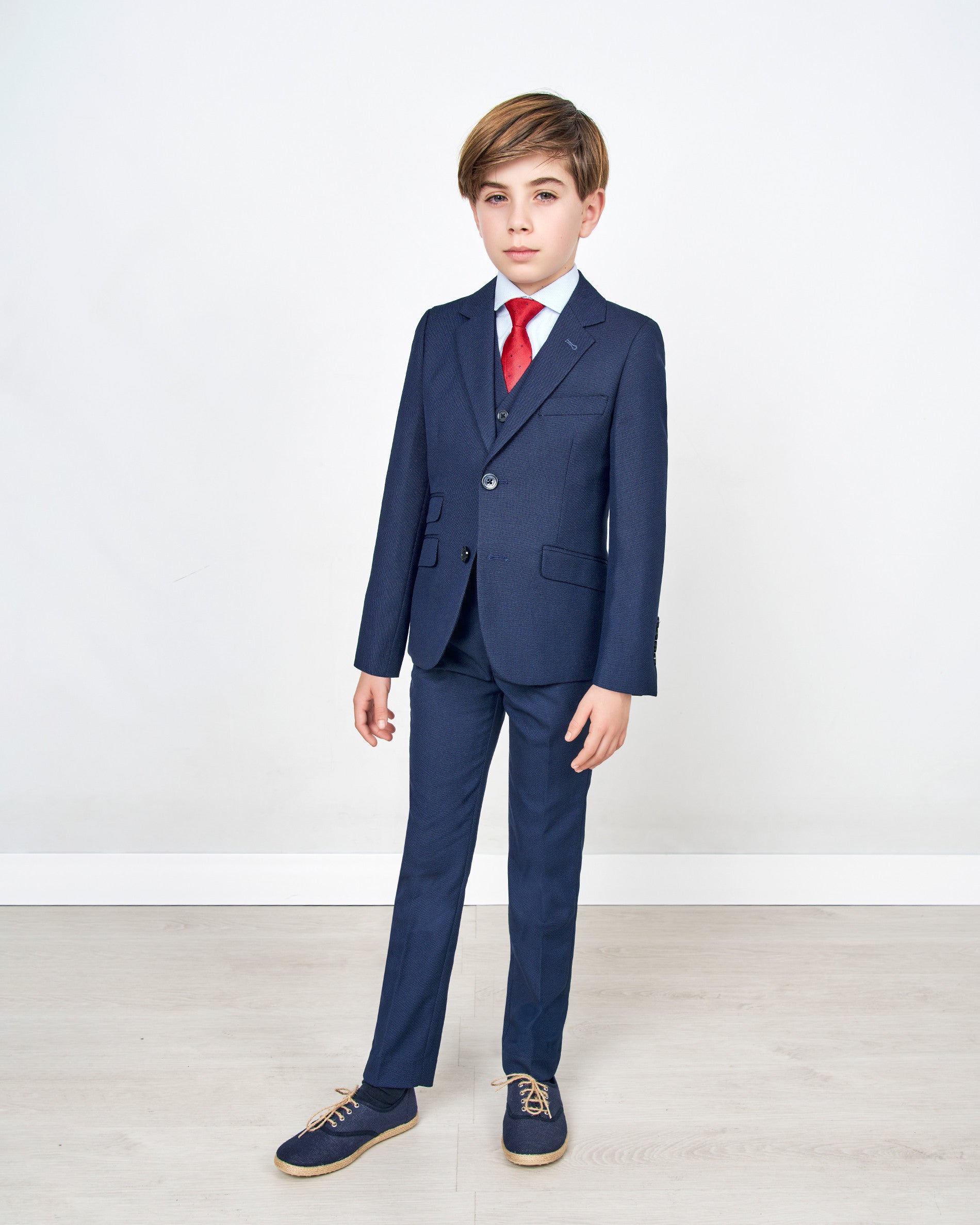 AMERICANA TRAJE DE NIÑO NIDO DE ABEJA AZUL