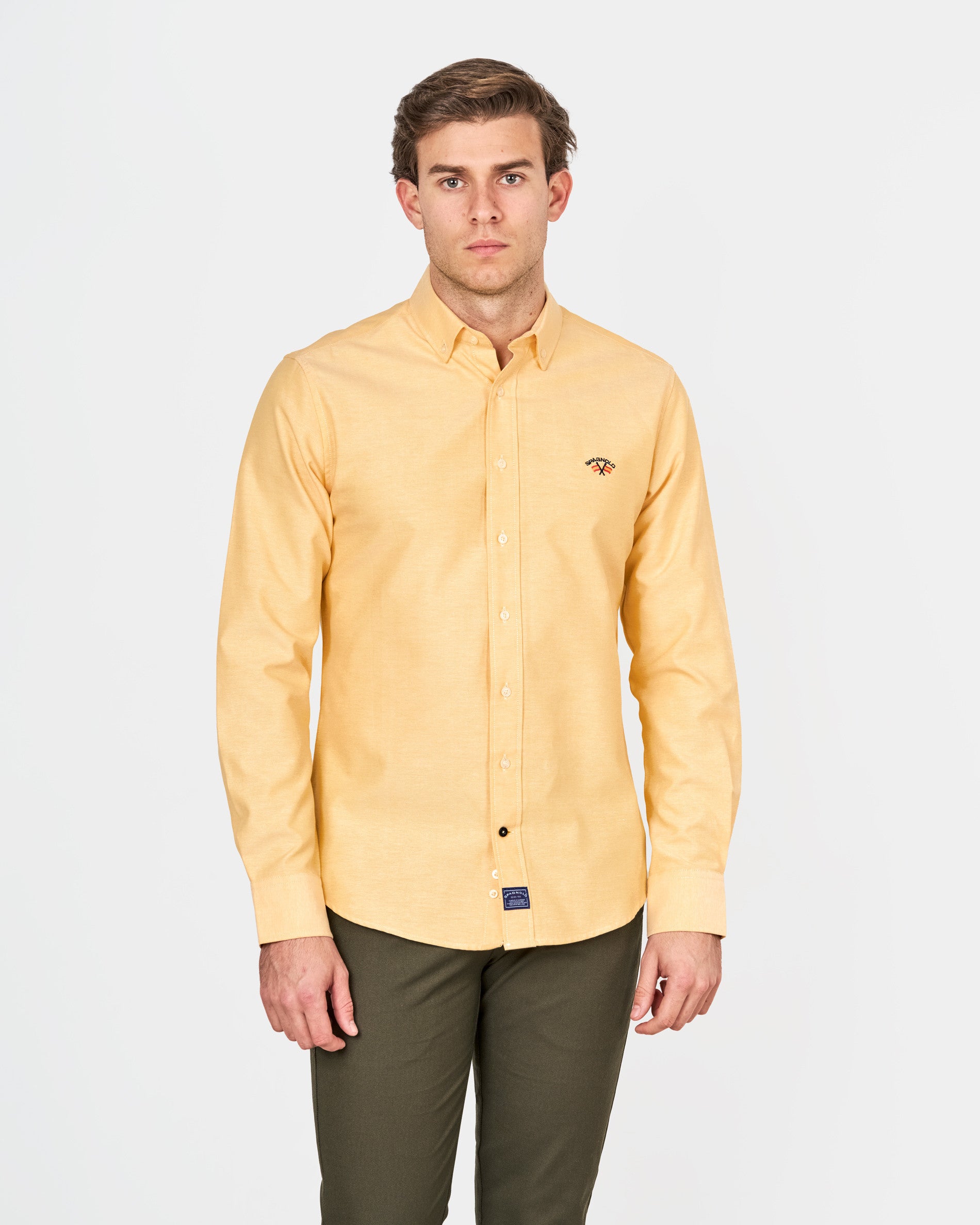 CAMISA C/BOTON OXFORD LISO 0025 AMARILLO