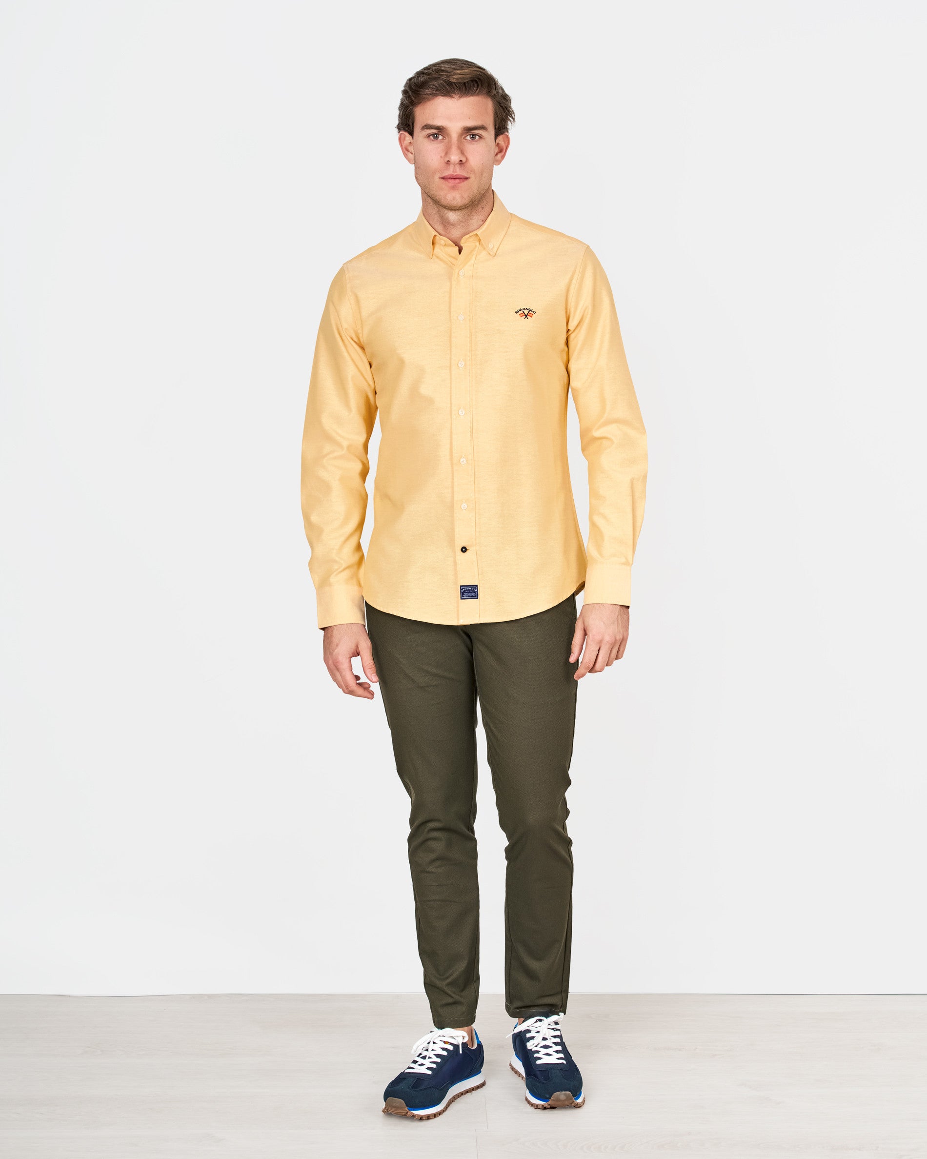 CAMISA C/BOTON OXFORD LISO 0025 AMARILLO