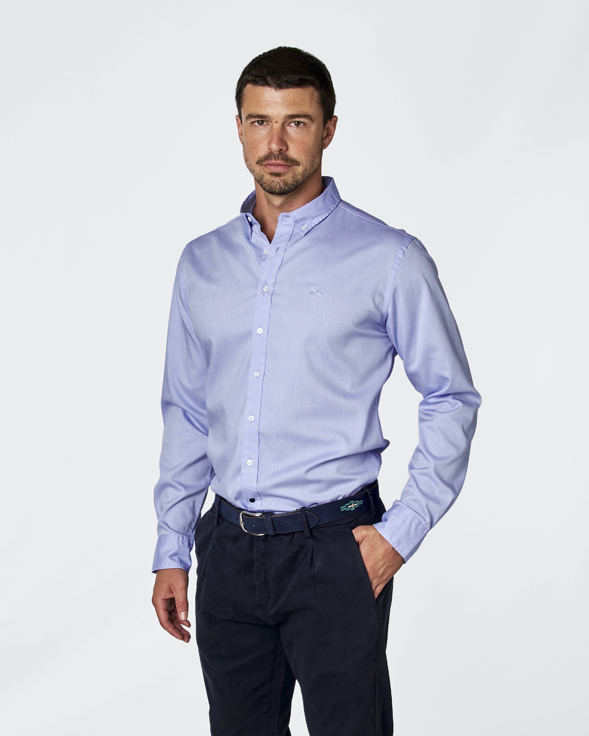 CAMISA C/BOTON MICROXFORD 1640 AZUL CLARO