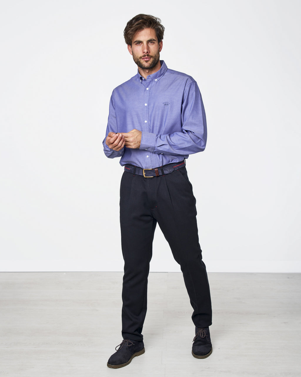 CAMISA C/BOTON MICROXFORD 1640 AZUL