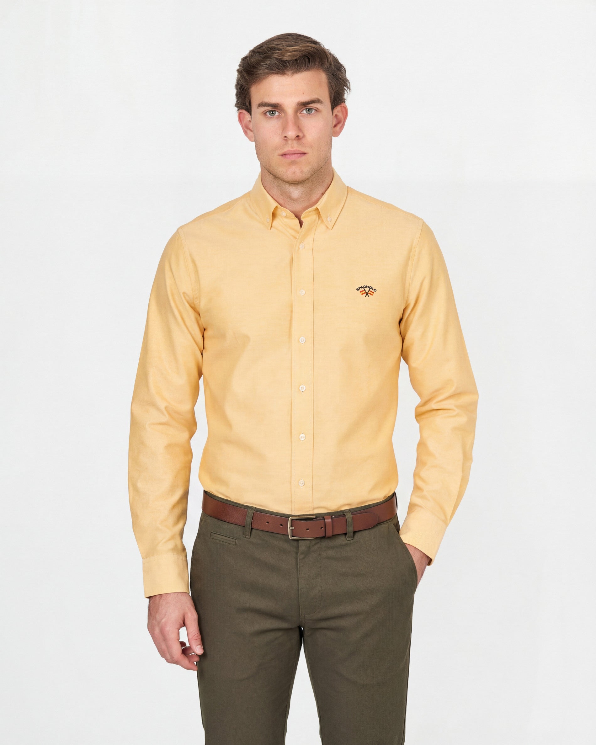 CAMISA C/BOTON OXFORD LISO 0025 AMARILLO