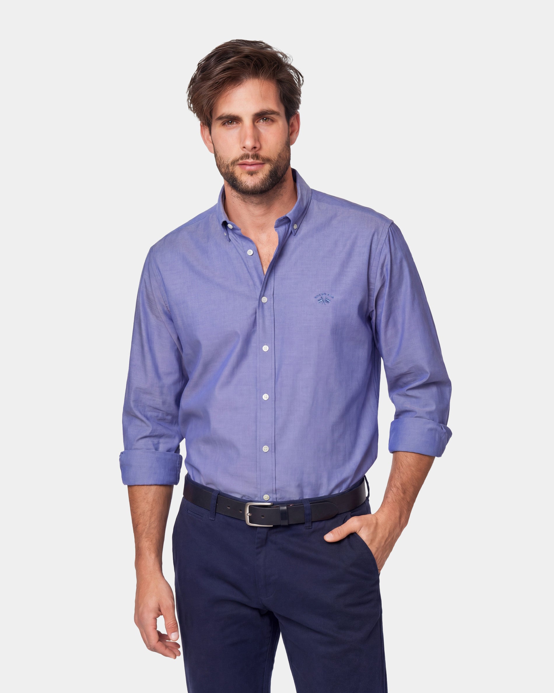 CAMISA C/BOTON MICROXFORD 1640 AZUL