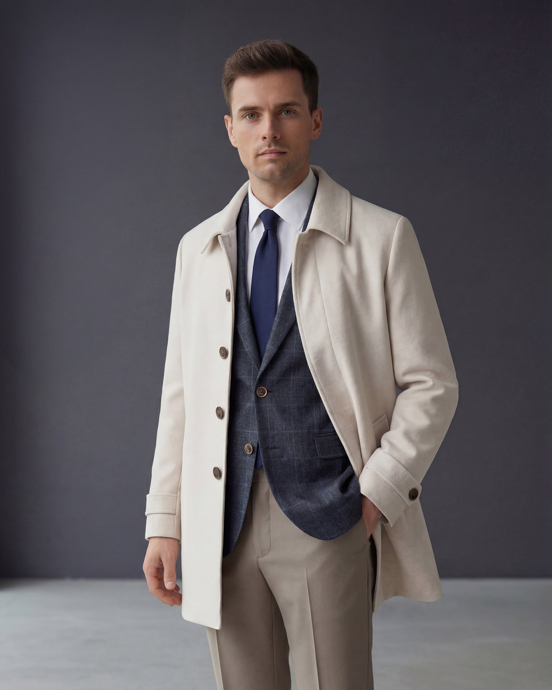 ABRIGO LISO 3832 BEIGE